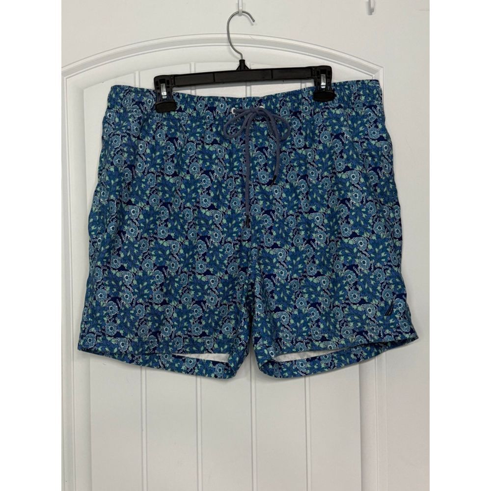 Men's Nautica Teal Green Print Swim Trunks Large